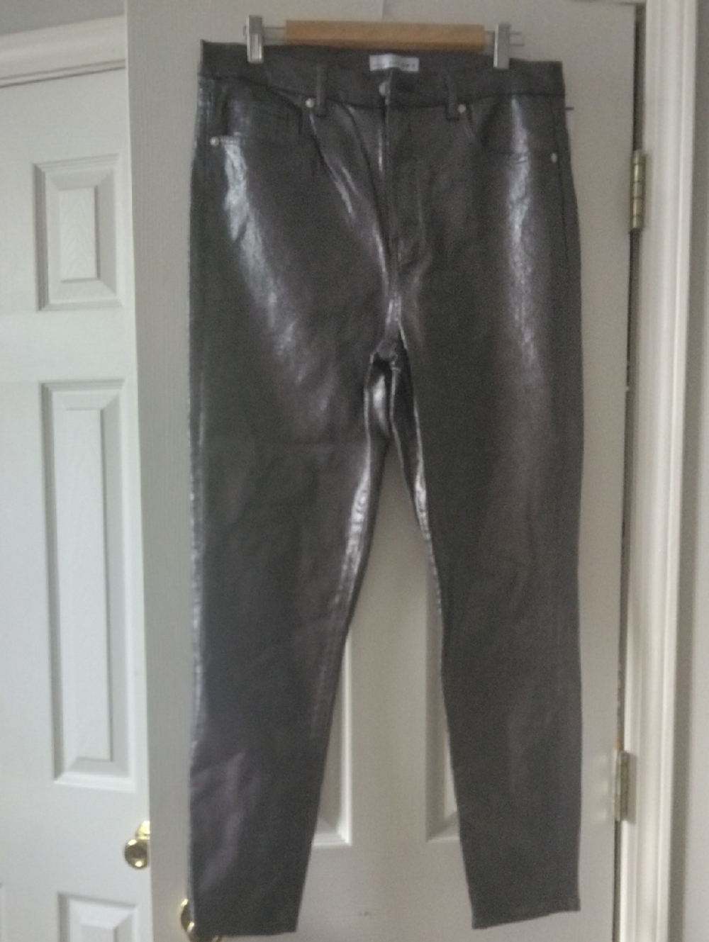 LOFT Metallic Gray Coated Jeans